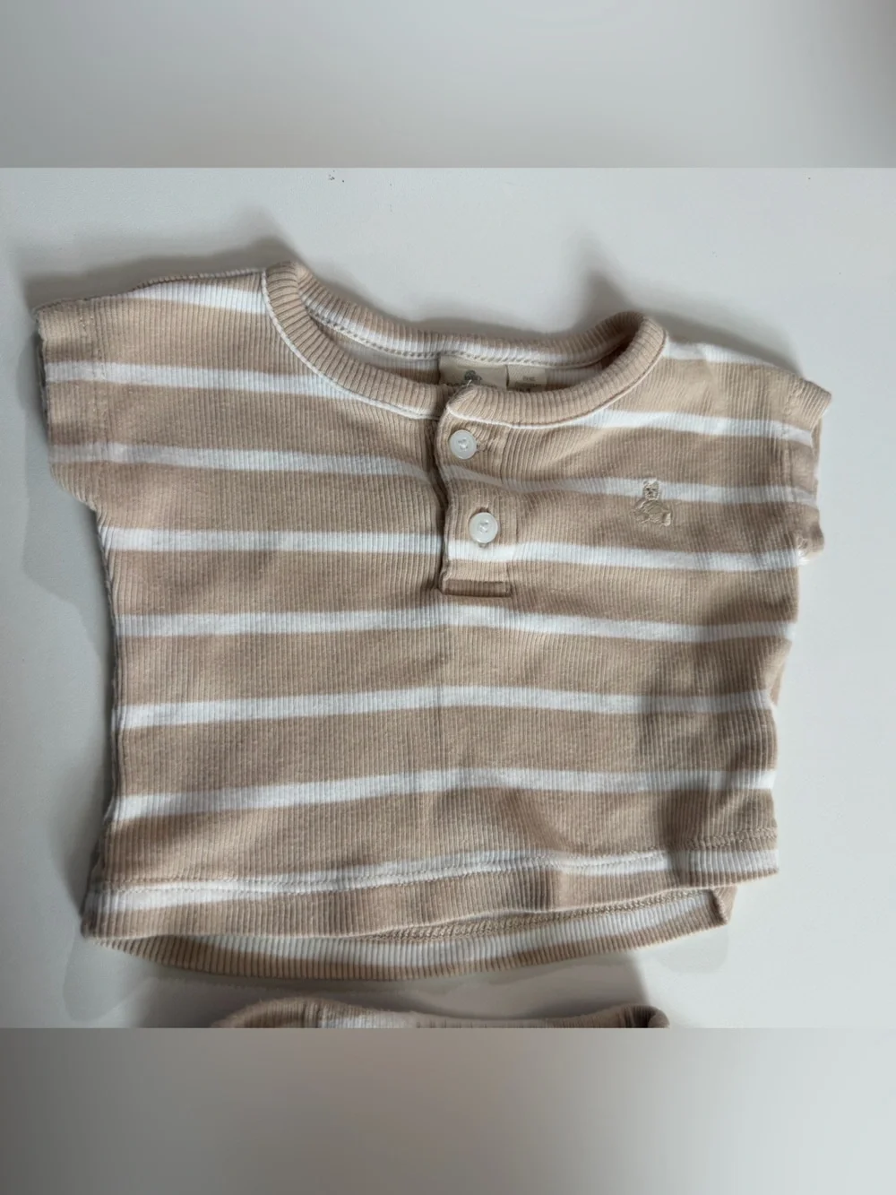 BABY GAP Beige & White Striped 0-3M Two-Piece Set